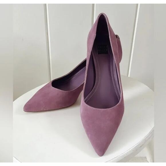 White House Black Market Phoebe Dried Lavender Suede Heels Pumps Pointed Toe 9 - Picture 2 of 11